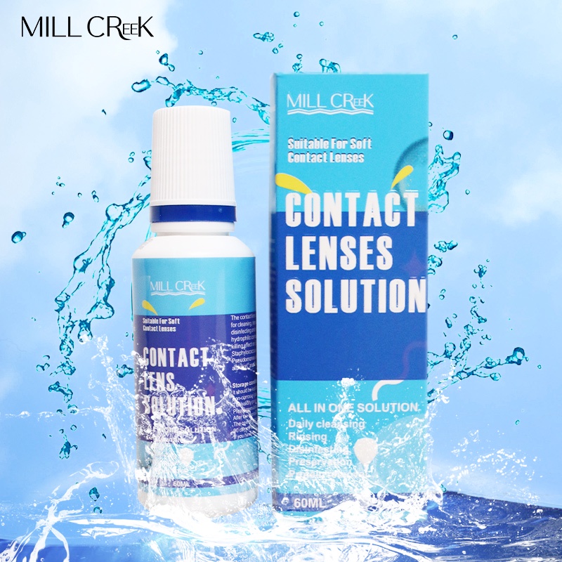 Mill Creek 60ml คอนแทคเลนส์โซลูชั่นพยาบาลสําหรับดวงตาคอนแทคเลนส์น้ําของเหลวนักเรียนทําความสะอาดการดู