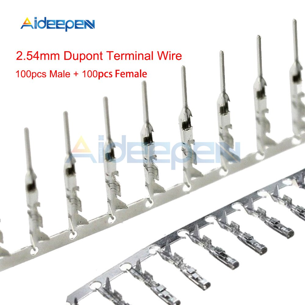 100pcs ชาย + 100pcs หญิง 2.54 มม.Dupont Reed Dupont Jumper Wire 2.54 Dupont languette Connector Term