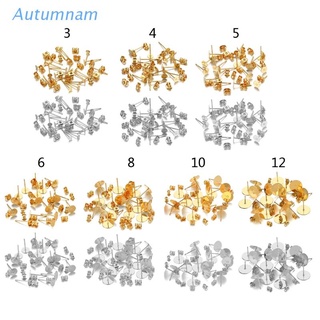 Autu แผ่นสแตนเลสสําหรับทําเครื่องประดับต่างหู 100 ชิ้น