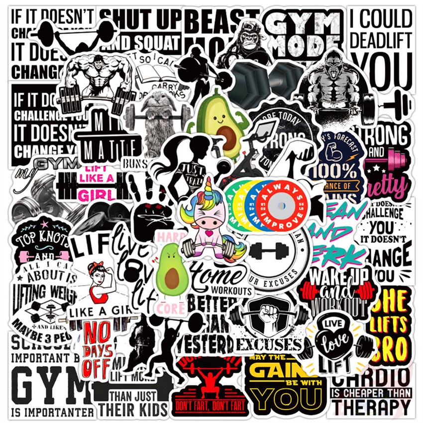 ❉ GYM Fitness Slang Series 01 สติ๊กเกอร์ ❉ 50Pcs/Set Waterproof DIY Fashion Decals Doodle สติ๊กเกอร์