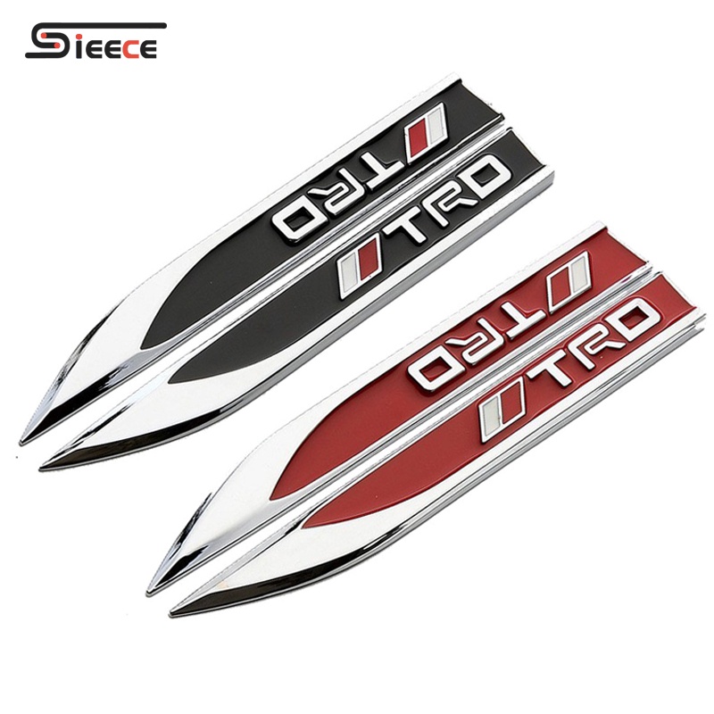 Sieece TRD จดหมาย ใบไม้ สติ๊กเกอร์ด้านข้างแบบสปอร์ต ใบมีดโลหะ ตราสัญลักษณ์สำหรับ Toyota Vios Altis Yaris CHR Fortuner Yaris ATIV Corolla Cross Innova Camry Commuter Avanza GR Supra Hiace Hilux รถจัดแต่งทรงผม