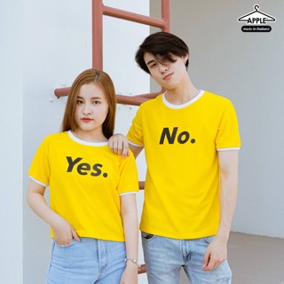 เสื้อยืด ลายYes. No. โปโล เสื้อคู่ครอป