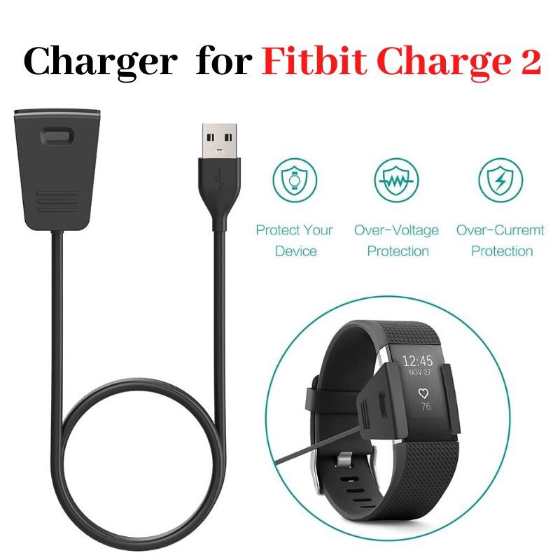 เครื ่ องชาร ์ จสําหรับ Fitbit Charge 2 สายชาร ์ จ USB 55 ซม . อุปกรณ ์ ติดตามกิจกรรมฟิตเนส