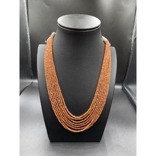 ลูกปัดโกเมนสีส้ม 1 เส้น orange garnet  bead 1 string.