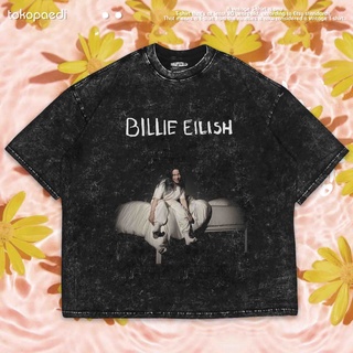 เสื้อยืดผ้าฝ้ายพิมพ์ลายขายดี เสื้อยืด BILLIE EILISH ขนาดใหญ่ | เสื้อยืด ขนาดใหญ่ | เสื้อยืด พิมพ์ลายซักผ้า | หินล้าง | ว