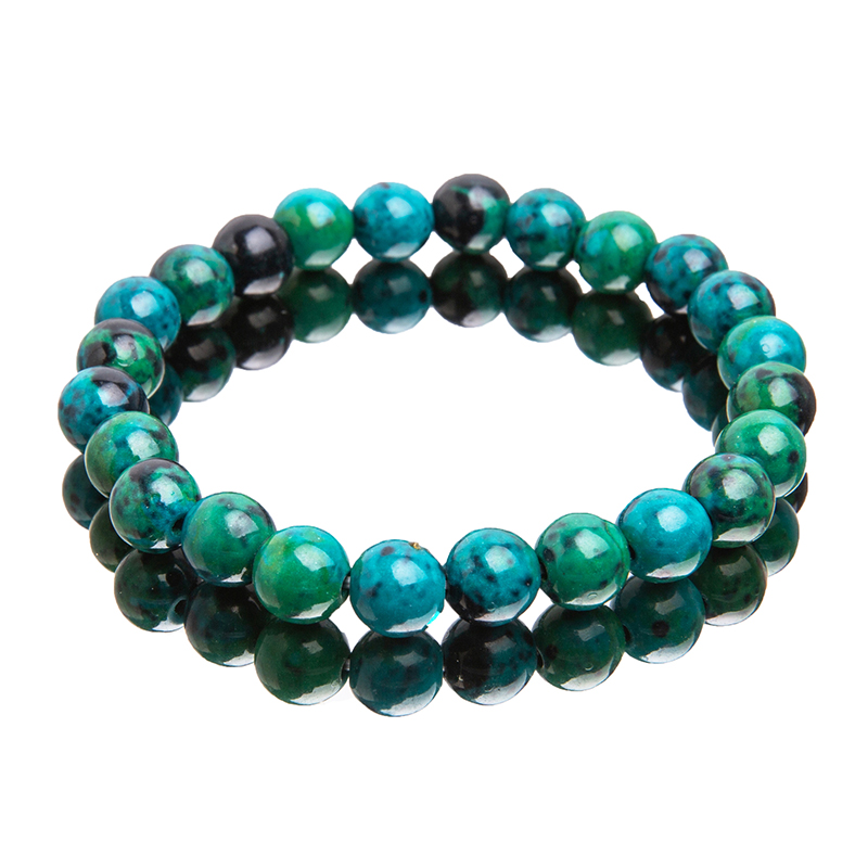 1 ชิ้น 8 มิลลิเมตร Chrysocolla สร้อยข้อมือมาลาไคต์ สําหรับผู้หญิงผู้ชาย สร้อยข้อมือหินธรรมชาติ ลูกปัดโยคะ ทรงกลม บรรเทาอาการแพ้ เครื่องประดับสร้อยข้อมือ