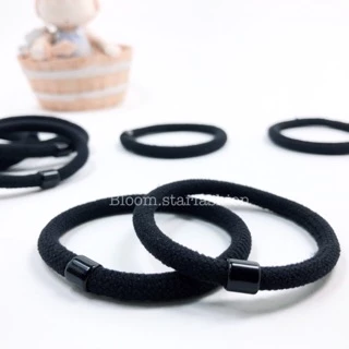 (10 เส้น) ยางรัดผมสไตล์เกาหลี <เส้นยางหนานุ่ม> ☆ ชุดคละ10สี / ดำล้วน☆