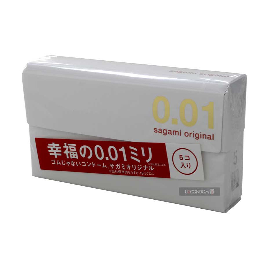 Sagami Original 0.01 ถุงยางอนามัยบางที่สุดในโลก บางเพียง 0.01 มม.นำเข้าจากญี่ปุ่น 1 กล่อง 5 ชิ้น