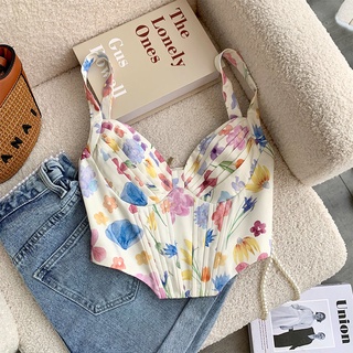 [พร้อมส่ง] สายเอี๊ยมสายเดี่ยวพิมพ์ลายเซ็กซี่สำหรับผู้หญิงมีซิปด้านหลังแฟชั่นฤดูร้อนสำหรับผู้หญิง
