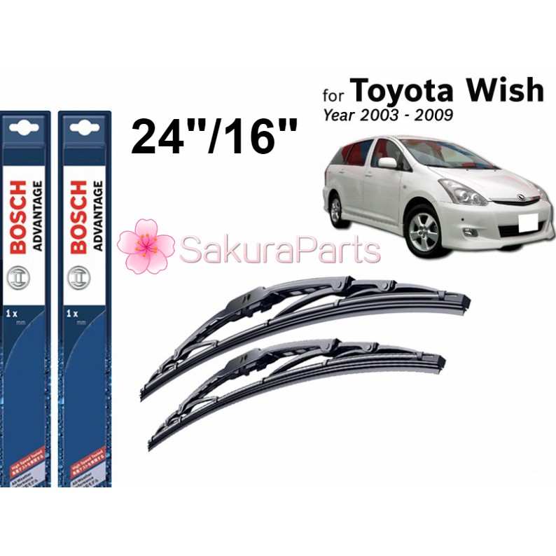 ชุดปัดน้ําฝน Bosch Advantage U Hook สําหรับ Toyota Wish AE10 (24"/16")