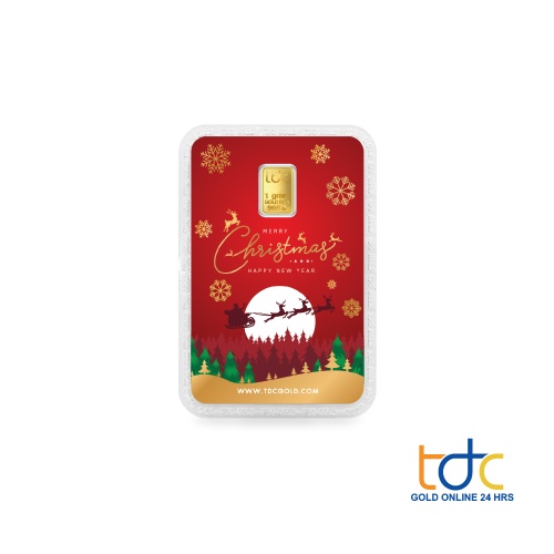 TDC GOLD ทองคำแท่ง 96.50% น้ำหนัก 1 กรัม ลายคริสต์มาส (สีแดง)