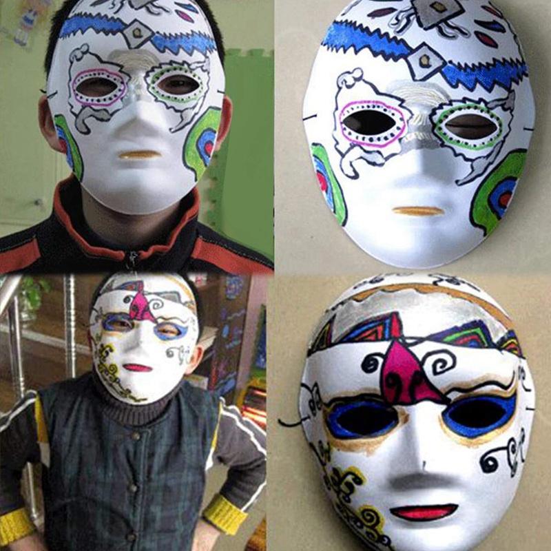 White Mask12Pcs Halloween Full Face Mask Blank DIY Mask Dance Cosplay