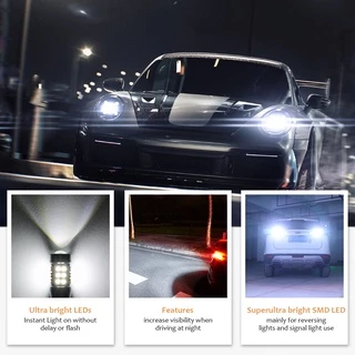 หลอดไฟเลี้ยว LED T15 3030 27SMD แบบเปลี่ยน สําหรับรถยนต์ และรถจักรยานยนต์ 2 ชิ้น