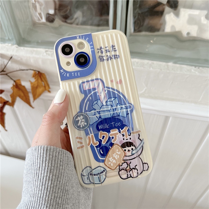 iPhone 13 12 12 pro max 11 promax X XR XS MAX ลายชานม วัสดุ TPU ที่วางสัมภาระ เคสโทรศัพท์ #8