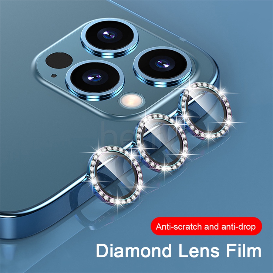 ตัวป้องกันเลนส์กล้องสำหรับ iPhone 12 Mini 11 Pro Max พร้อมตัวป้องกันแหวนโลหะแก้วส่องแสง