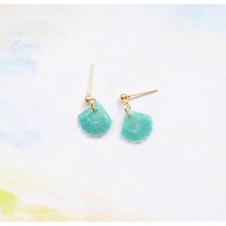 #838 Green shell  ต่างหูสไตล์เกาหลี