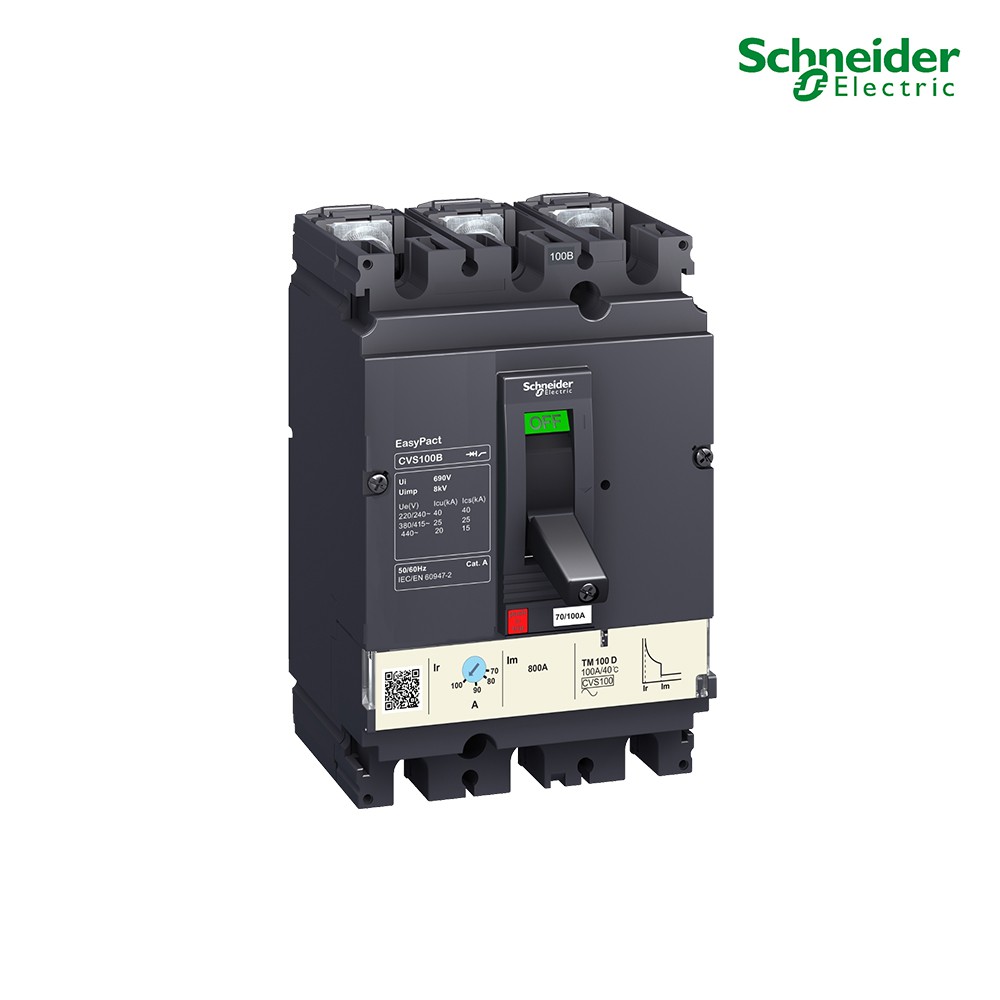 Schneider  Circuit breaker  CVS100B, 25 kA at 415 VAC, 100 A  TM-D trip unit, 3P_LV510307 | PlugOn