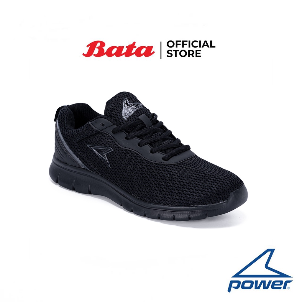 Bata บาจา ยี่ห้อ Power รองเท้าผ้าใบออกกำลังกายแบบผูกเชือก สวมใส่ง่าย รองรับน้ำหนักเท้า สำหรับผู้ชาย รุ่น Nana สีดำ 8186021