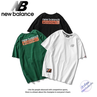 เสื้อยืดโอเวอร์ไซส์new balance เสื้อยืดลําลองสําหรับ unisex ผ้าฝ้ายแขนสั้นเหมาะกับการเล่นกีฬาS-3XL