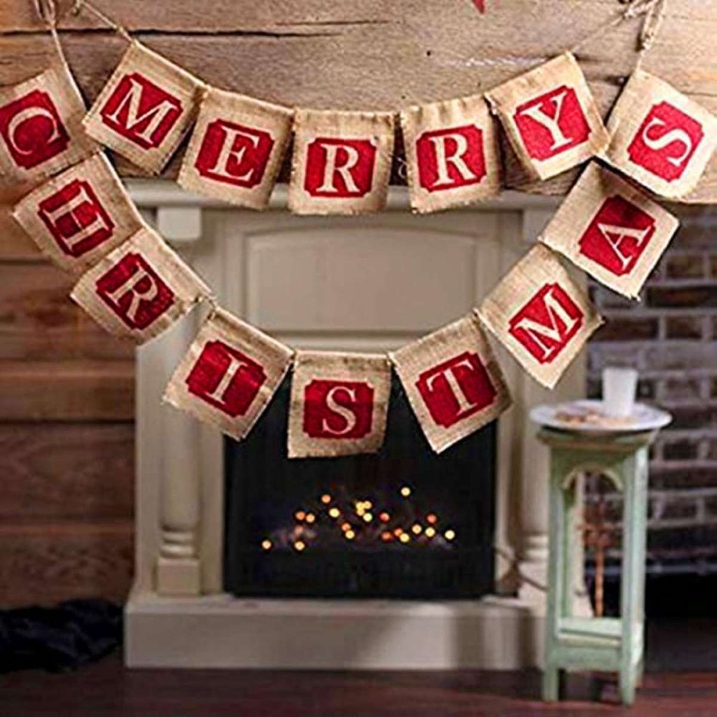 ( Christmas Products ) ป้ายธงแบนเนอร์สําหรับตกแต่งบ้าน ( คริสต์มาส )