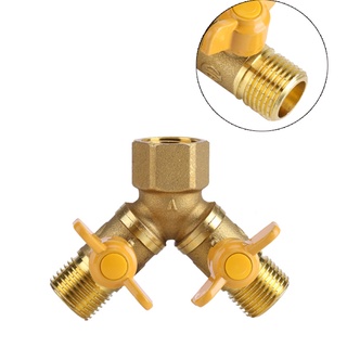 Brass Garden Irrigation 2 Way Double Tap Hose Adapter Dual Faucet Connector