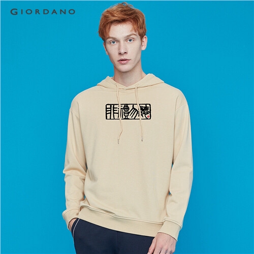 GIORDANO MEN Printed graphic crewneck long-sleeve hoodie 91099619