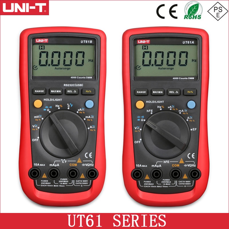 Uni-t UT61A UT61B UT61C UT61D UT61E มัลติมิเตอร์ดิจิทัล true rms AC DC Meter Software CD & Data Hold