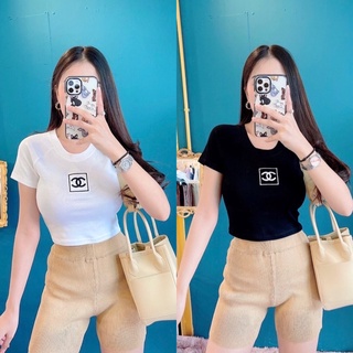 เสื้อครอป งานปัก Chanel เสื้อยืดแฟชั่น