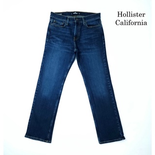 ยีนส์ Hollister เอว32 สีเข้ม ผ้ายืด ขากระบอกเล็ก