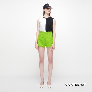 VICKTEERUT High Waist Shorts กางเกงขาสั้น เอวสูง ผ้าออตโตมัน