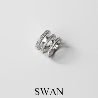 SWAN - Three of a kind ring แหวนเงินแท้ ฝังเพชรคิวบิกเซอร์โคเนีย cubic zirconia