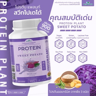 โปรตีนแพลนท์ สูตร 1 รสมันม่วง จากพืช 3 ชนิด ออแกรนิค PROTEIN PLAN โปรตีนจากข้าว ถั่วลันเตา มันฝรั่ง (1 กระปุก 900 กรัม)