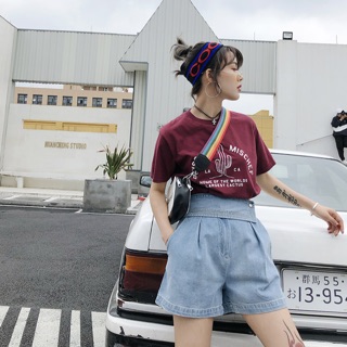 เสื้อยืดแขนสั้น ผ้านิ่มเนื้อดี ไม่บาง ใส่สบาย สกรีนลายกระบองเพชรตามภาพ