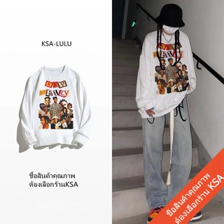 เสื้อแขนยาวผู้หญิงสไตล์เกาหลี Oversize เสื้อผ้าวินเทจ เสื้อยืดโอเวอร์ไซส์ชายหญิง สกรีนลาย