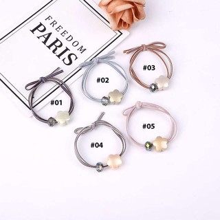 รัดผม ยางรัดผม Korean Fashion Hair Accessories Women Flower Beads Crystal Beads Hair Rope Butterfly Knotted Two-Color