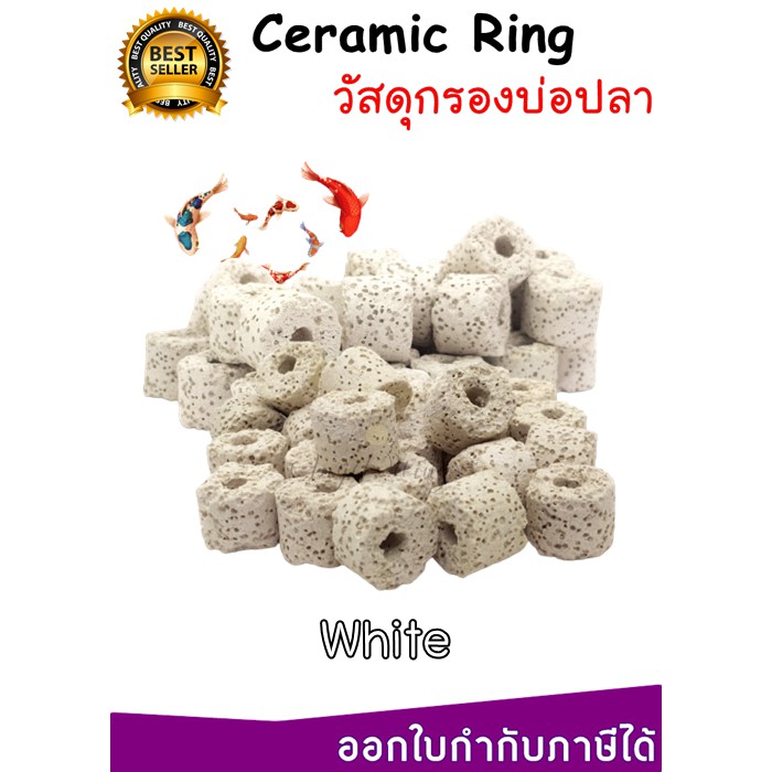 เซรามิคริง อุปกรณ์ตู้ปลา วัสดุกรองตู้ปลา ทำให้น้ำมีคุณภาพน้ำดีขึ้น น้ำใสขึ้น อายุการใช้งานนานขึ้น ขนาด 2.2x1.2 CM.