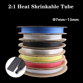 5M Dia 7mm 8mm 9mm 10mm 11mm 12mm 13mm Heat Shrink Tube 2:1 Polyolefin Thermal Cable Sleeve Insulated Wire Protector Wrap DIY Connector Repair ความร้อนหดหลอด 2:1 Polyolefin ความร้อนสายเคเบิลฉนวนลวด