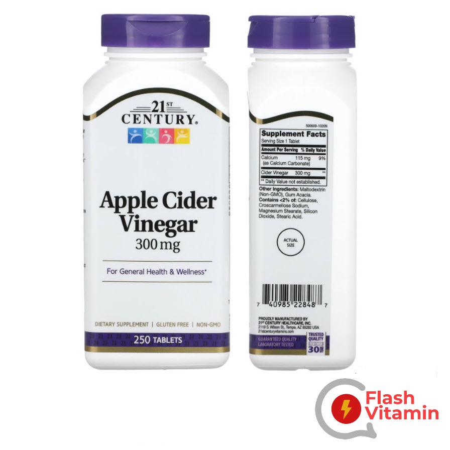 &lt; พร้อมส่ง &gt; 21st Century Apple Cider Vinegar, 300 mg, 250 เม็ด - แอปเปิ้ลไซเดอร์ เวนิกา