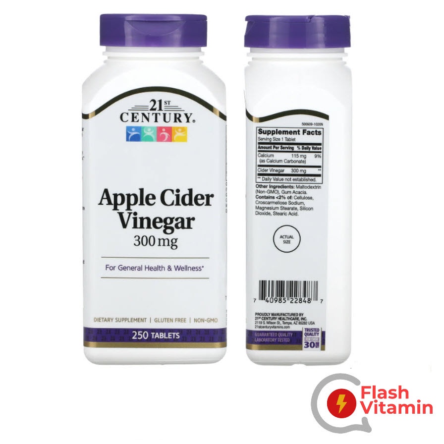 < พร้อมส่ง > 21st Century Apple Cider Vinegar, 300 mg, 250 เม็ด - แอปเปิ้ลไซเดอร์ เวนิกา