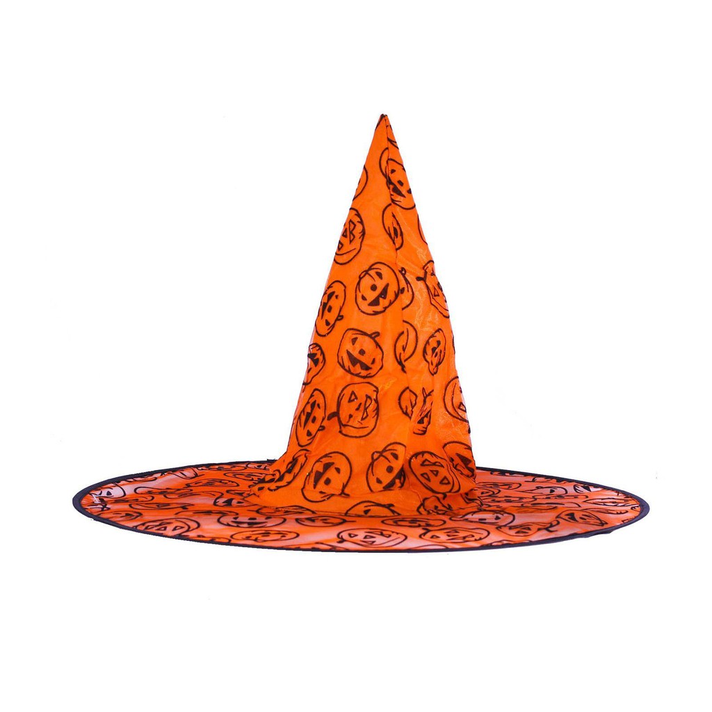 Partyforte Halloween 38 CM Lace Witch Hat - Spider Web Orange