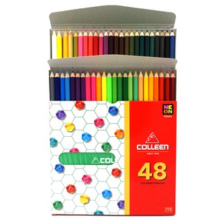 Colleen ดินสอสีไม้ คลอรีน 1 หัว 48 สี  รุ่น775 สีธรรมดา+นีออน(สะท้อนแสง) ปลอดภัย และ ไม่มีสารพิษ โดยผ่านการรับรองจาก CE