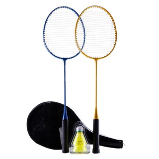 ไม้แบดมินตัน ชุดแร็คเกตแบดมินตัน แบดมินตัน PERFLY ADULT BADMINTON RACKET BR 100 SET STARTER YELLOW BLUE