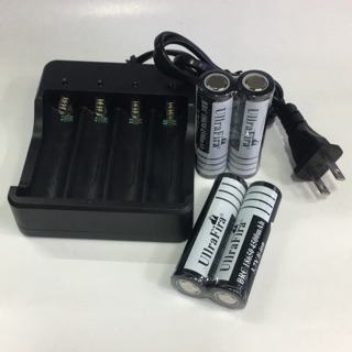 ที่ชาร์จถ่าน18650 3.7V พร้อนถ่านชาร์จ18650 3.7V 4ก้อน 4500mAh