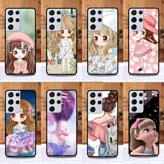 เคส Samsung S21 Ultra / S30 Ultra ใช้เคสเดียวกัน ลายการ์ตูนผู้หญิง ขอบนิ่มหลังแข็ง เคสมือถือ เคสโทรศัพท์ Case เคส TPU