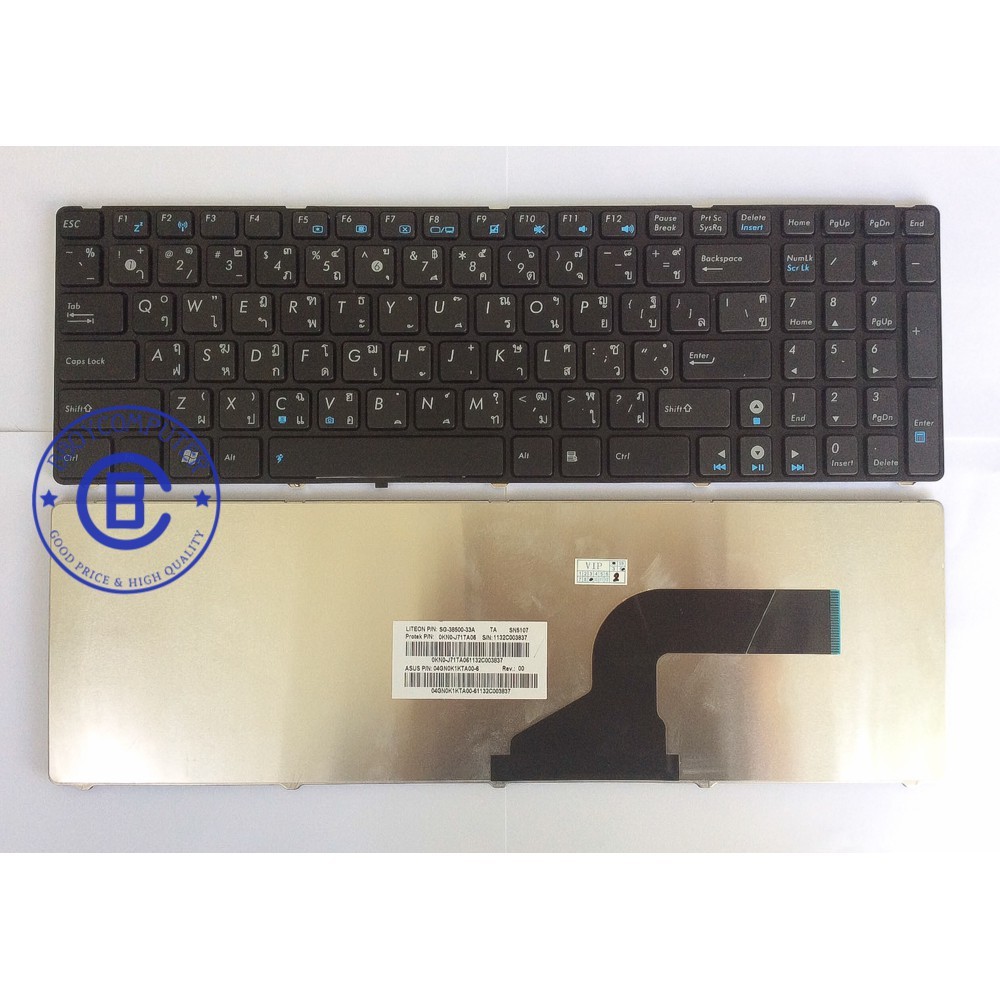 ASUS Keyboard คียบอร์ด ASUS A53S A53SD K52 K53S N53 N61V N60 N61J N61 X75 ไทย อังกฤษ