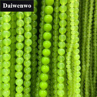 Olive Green Agate Beads ลูกปัดอาเกตสีเขียวมะกอก 4-12 มิลลิเมตรรอบธรรมชาติหลวมหินลูกปัด DIY สำหรับเครื่องประดับ