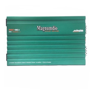 เพาเวอร์แอมป์ติดรถยนต์แรงๆดีๆ MAGNUMDIO รุ่น MGN-20.1 CLASS D 2000w.MAX สีเขียว