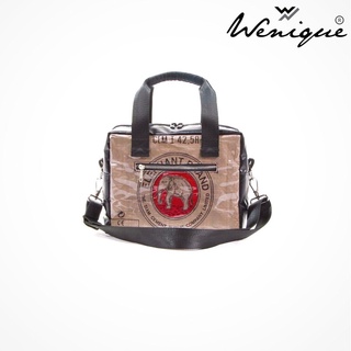 Messenger bag with handle กระเป๋าสะพายข้าง ลายช้างแดง ขนาด 30*22*13 ซม. (A037)