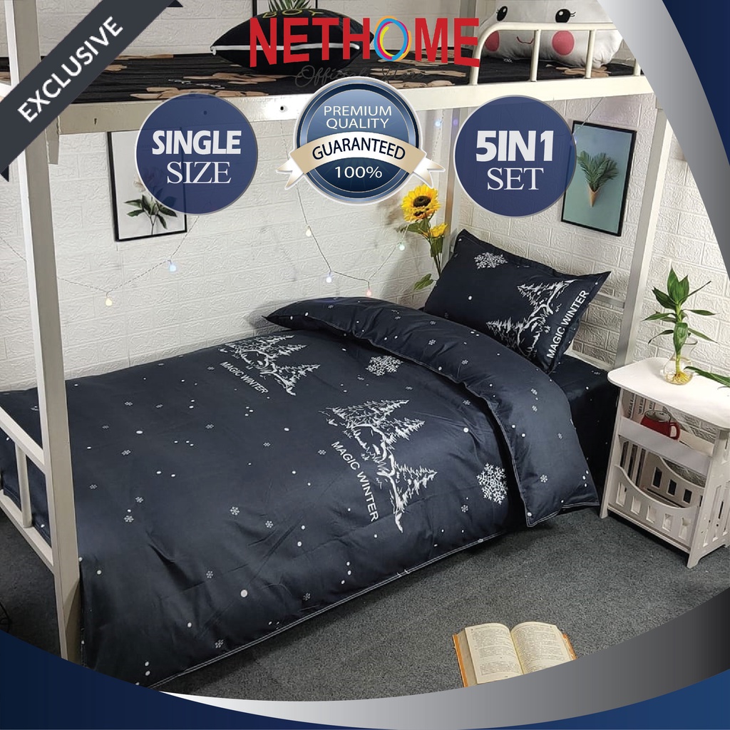 HOT CADAR SINGLE & SUPER SINGLE 5D SET (5IN1) COMFORTER TEBAL PILLOW BOLSTER CASE IN SHIP SAME DAY