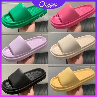 Oeggeo shop รองเท้าแตะ พื้นนิ่ม สีเขียว พื้นหนา สําหรับผู้ชาย ผู้หญิง ใส่ในบ้าน